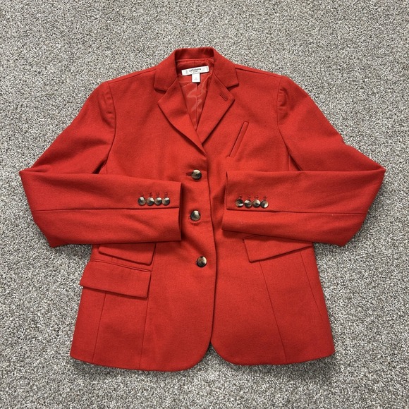 Liz Claiborne Jackets & Blazers - Liz Claiborne Blazer Jacket Womens 6 Red Wool Twill Button Front Pockets Lined